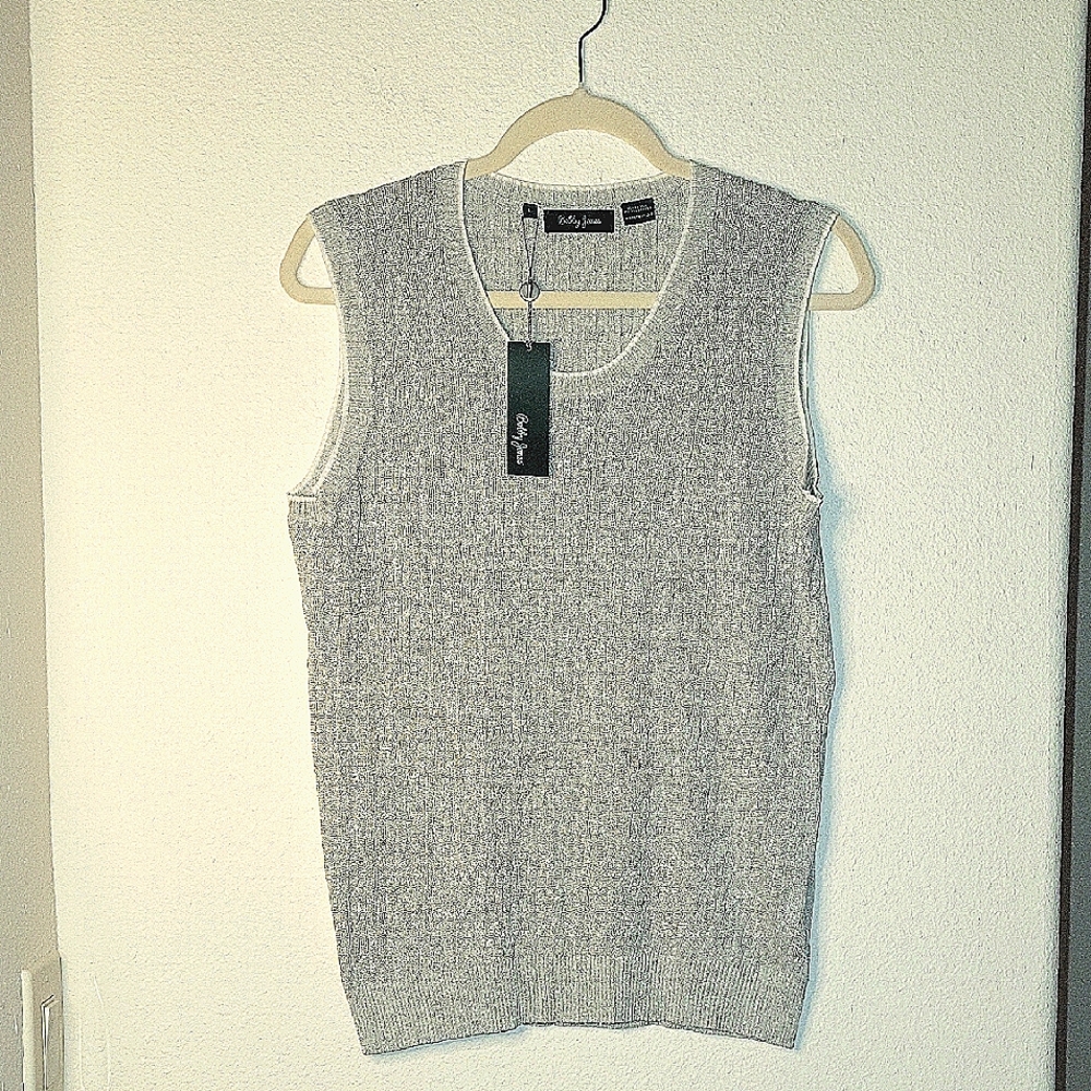 Bobby Jones Metallic Sweater Vest, Metallic Silver, L, NWT